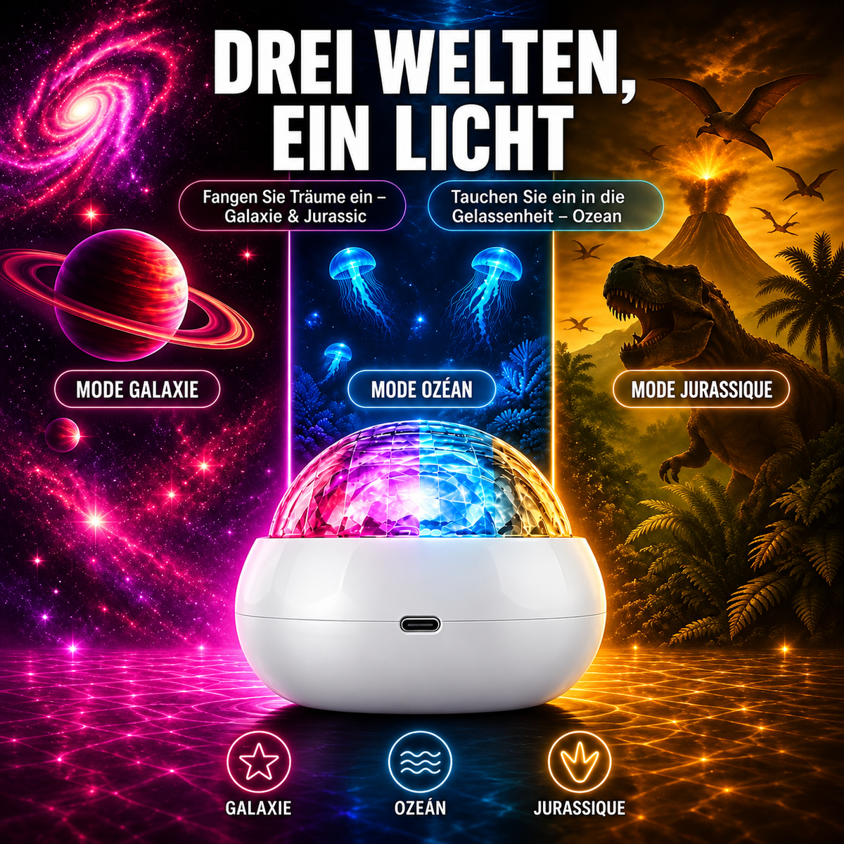 🌌Ocean Dinosaur Projector Lamp – Popular with over 100,000 users