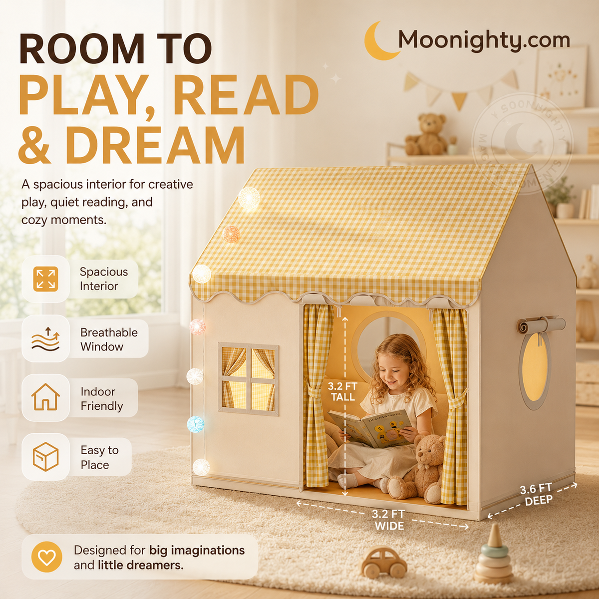🎪 LIMITED‑TIME 50% OFF! ✨ Magical Kids Indoor Play Tent House – Cozy Playhouse & Reading Nook with Fairy Lights 🧸