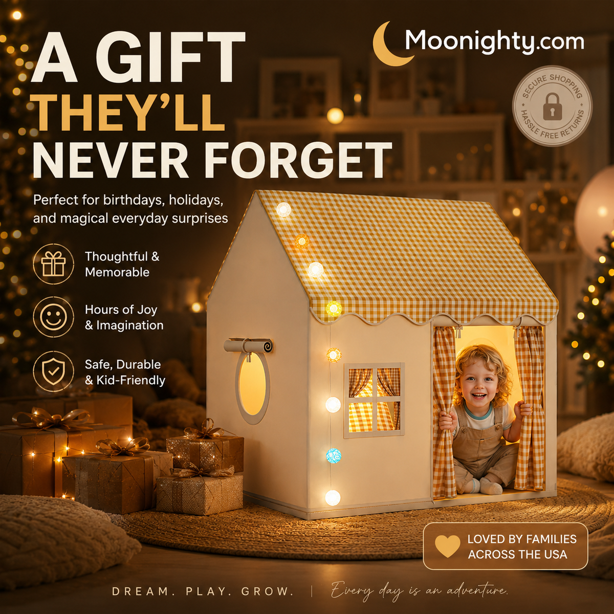 🎪 LIMITED‑TIME 50% OFF! ✨ Magical Kids Indoor Play Tent House – Cozy Playhouse & Reading Nook with Fairy Lights 🧸
