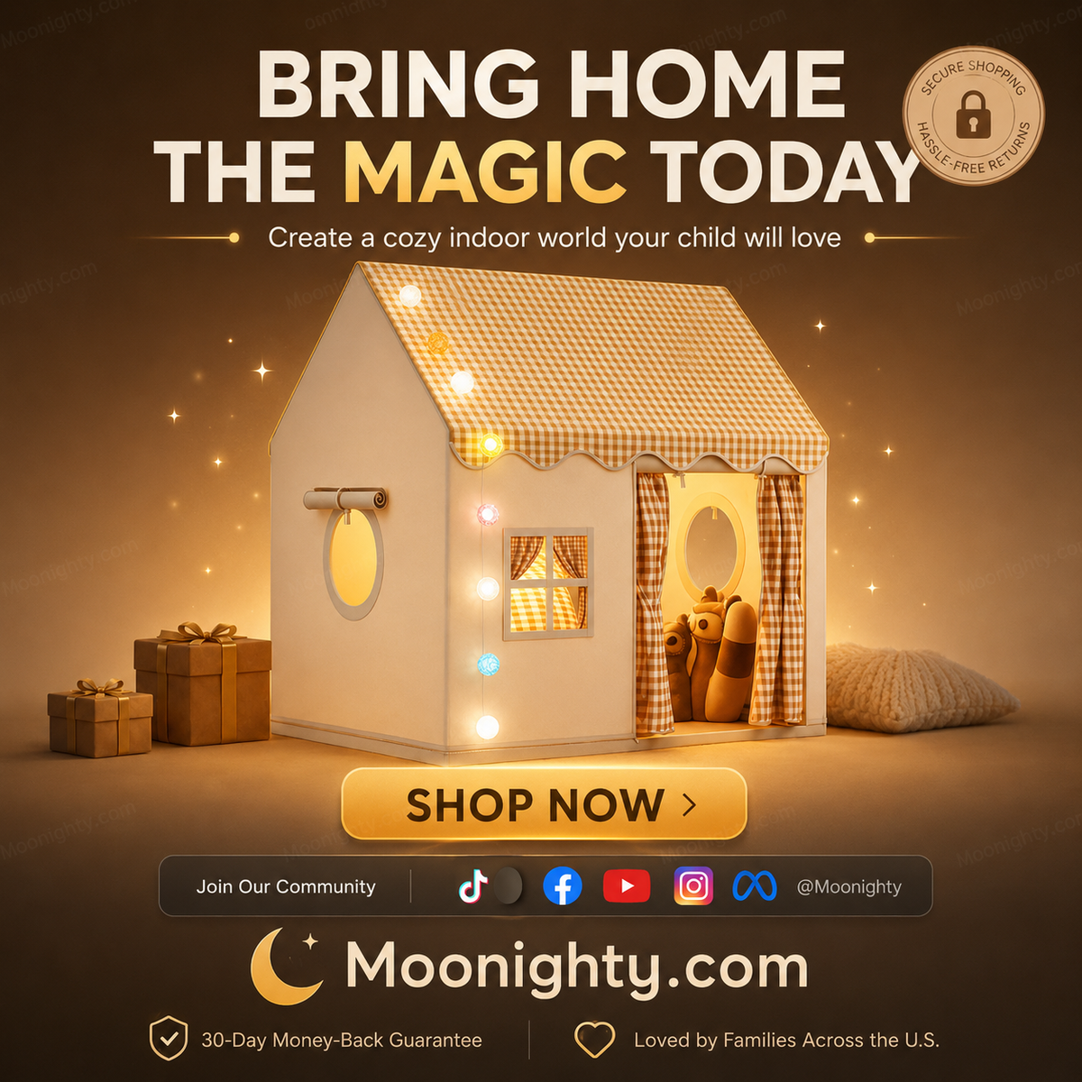 🎪 LIMITED‑TIME 50% OFF! ✨ Magical Kids Indoor Play Tent House – Cozy Playhouse & Reading Nook with Fairy Lights 🧸