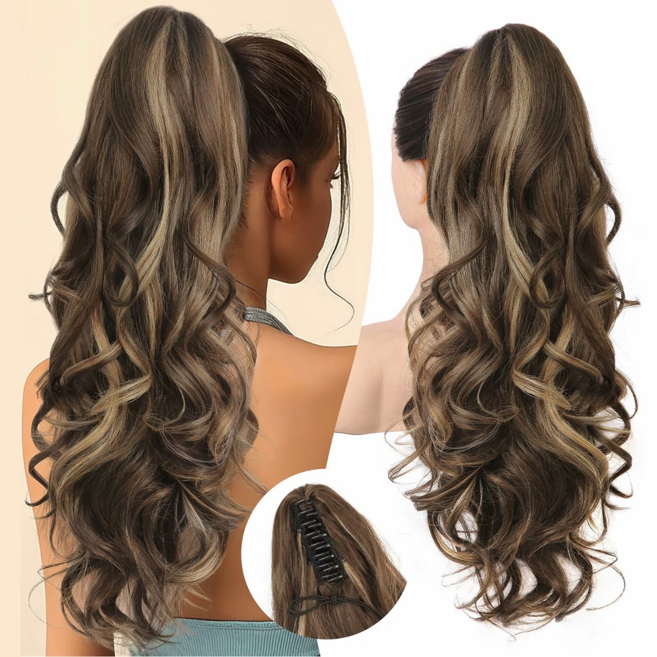 💜Tijdelijke promotie 50% OFF💜Clip-on golvende paardenstaart verlenging