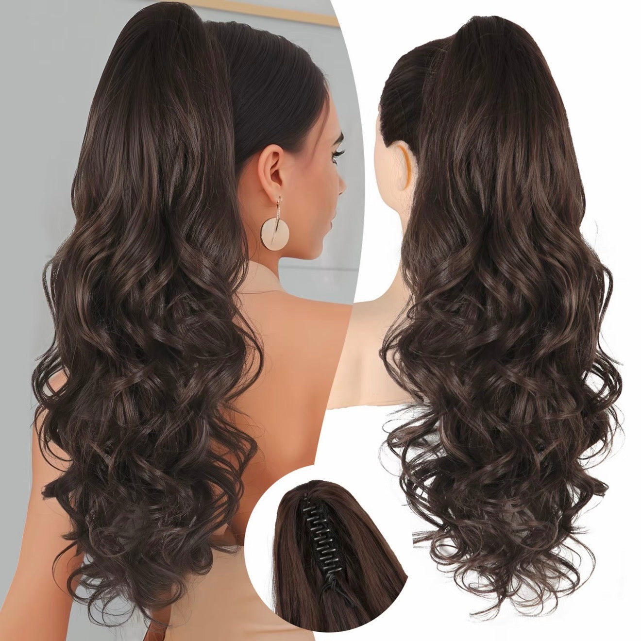 💜Tijdelijke promotie 50% OFF💜Clip-on golvende paardenstaart verlenging