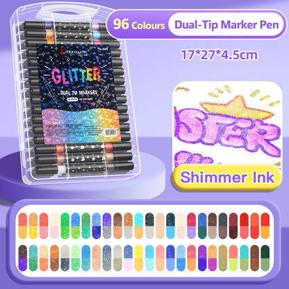 🖊️ 50% OFF NOW! ✨ Dual-Tip Glitter Marker Pen - Vibrant Colors for Art/Journaling/Scrapbooking, Non-Toxic & Quick-Drying 🎨📝