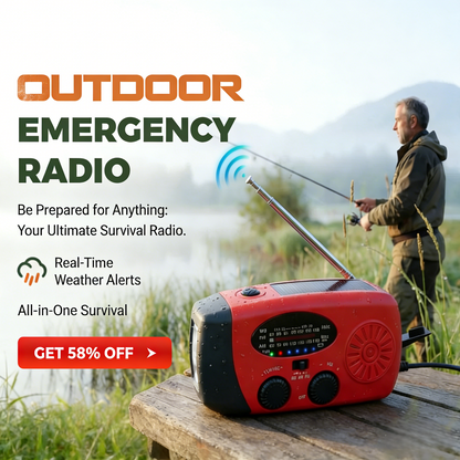 ⏳Time-Limited Special⏰Multifunctional Portable Solar Emergency Radio – Power Bank, Hand Crank & Weather Alert⚡
