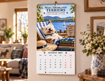 ✨🌲2027 West Highland Terriers Through The Seasons Wall Calendar | Cute Westie Outdoor Adventure Hanging Calendar, Perfect Gift For Dog Lovers 🐶