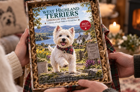 ✨🌲2027 West Highland Terriers Through The Seasons Wall Calendar | Cute Westie Outdoor Adventure Hanging Calendar, Perfect Gift For Dog Lovers 🐶