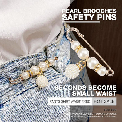 ✨Pearl Brooch Pins,Safety Pins for Clothing Dress pants skirt Cardigan Collar，Faux Pearl Rhinestones Brooches for Women Girls Pants Extender Safety Pins