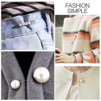 ✨Pearl Brooch Pins,Safety Pins for Clothing Dress pants skirt Cardigan Collar，Faux Pearl Rhinestones Brooches for Women Girls Pants Extender Safety Pins