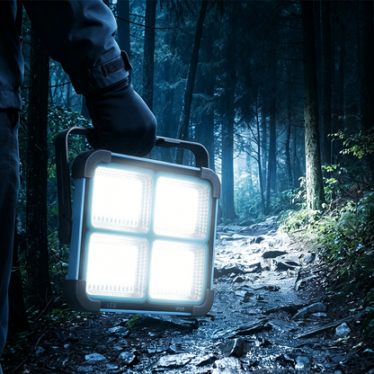 Solar Rechargeable LED Work Light - 288 Super Bright 5730 Beads Floodlight, USB & Type-C Charging, 5 Lighting Modes, IP66 Waterproof, Magnetic, SOS Emergency Signal, Adjustable Stand, Portable Light for Camping, Car Repairs