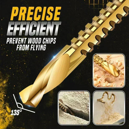 6‑Pcs Titanium‑Coated Twist Drill Bit Set‑ High‑Speed Steel Multi‑Purpose Sawtooth Drill Bits, Cutting & Drilling Combo Tool for Wood, Plastic & Soft Metal DIY Projects
