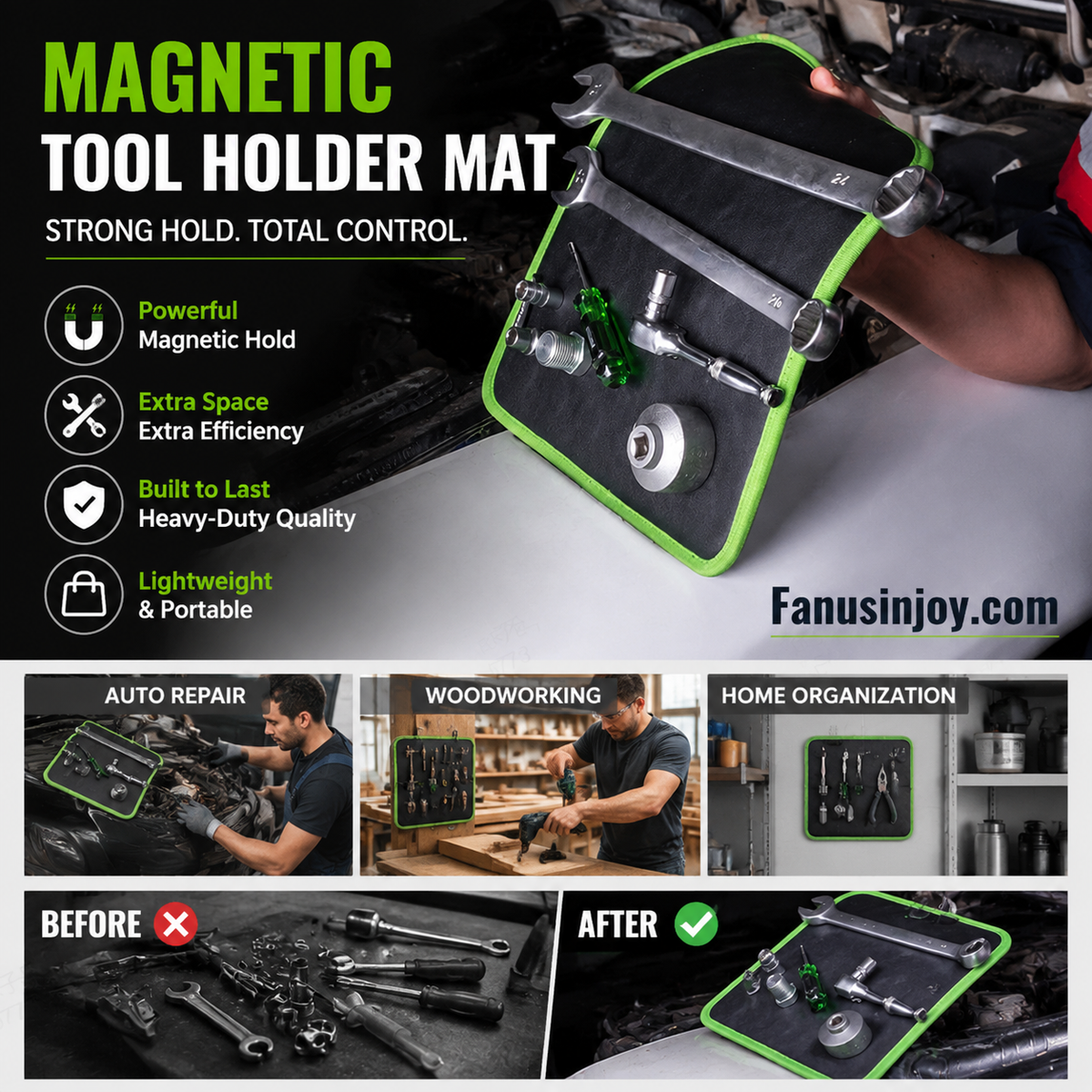 🔥50% OFF!🛠️ Boost your work efficiency, never struggle to find tools again-Powerful Magnetic Tool Holder Mat