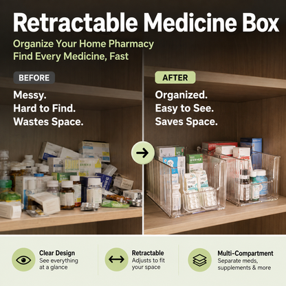 🔥 Transparent Telescopic Medicine Organizer — Extendable, Perfect for a Tidy Medicine Cabinet 💊🗄️