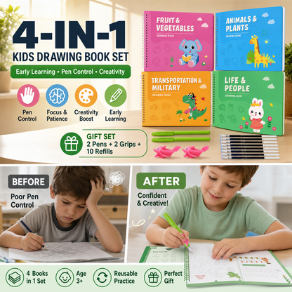 🥳2026 HOT SALE🥳💞50K+ SOLD!🏆8-Theme Cartoon Tracing Groove Drawing Book