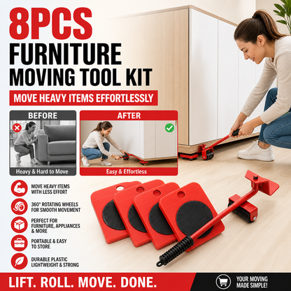 📦 LIMITED-TIME 50% OFF! 🛋️ Furniture Moving System – 360° Rotating Sliders, 800 Lbs Load‑Bearing 8‑Piece Kit ✨