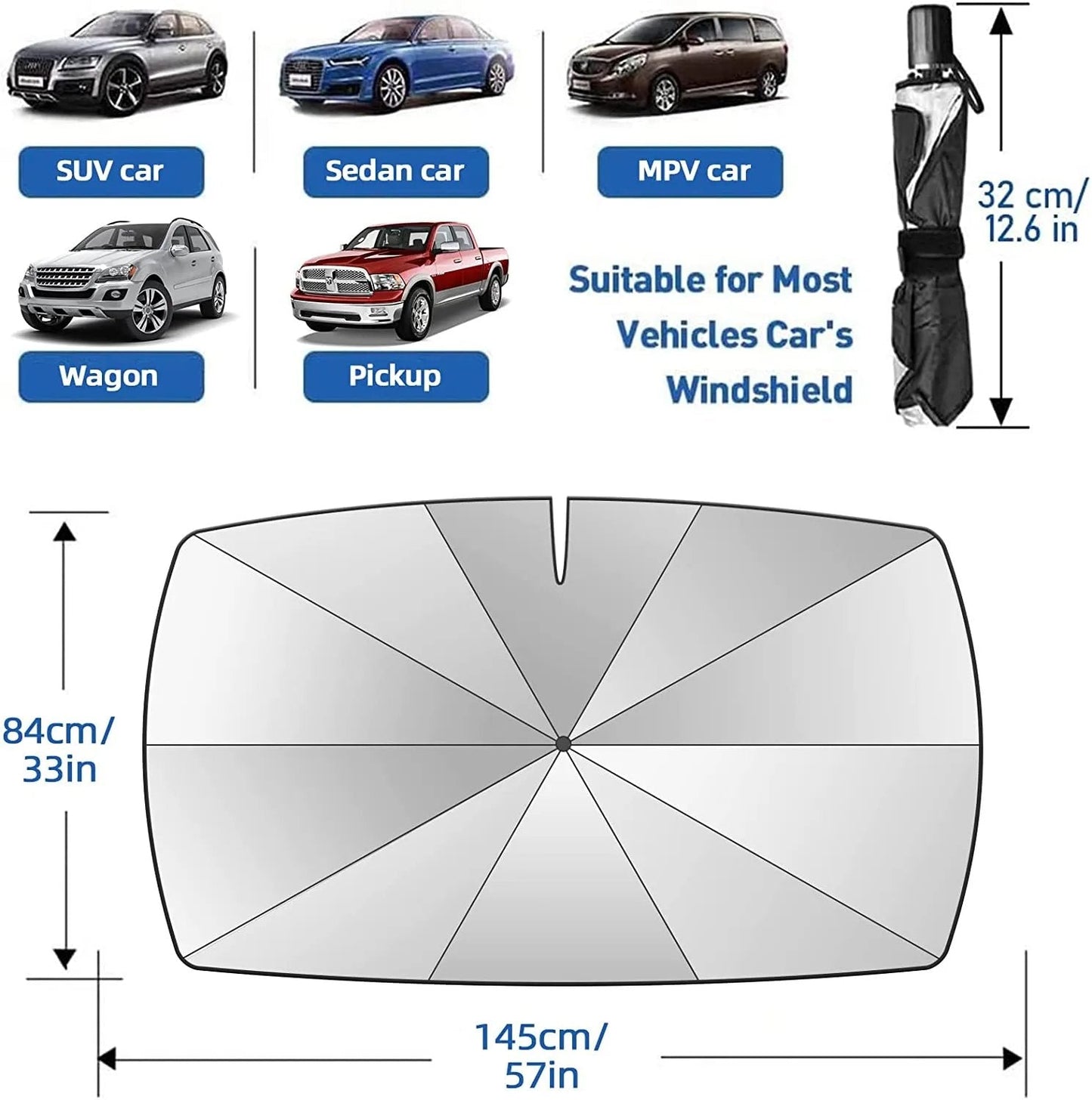 Multifunctional Titanium Silver Insulated Car Window Shade