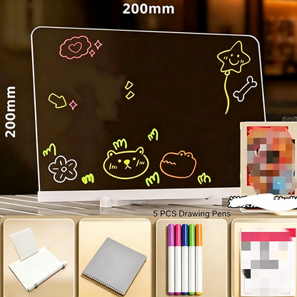 ✨ Erasable Light-Up Acrylic Drawing Board with Stand, DIY Transparent LED Message Sign
