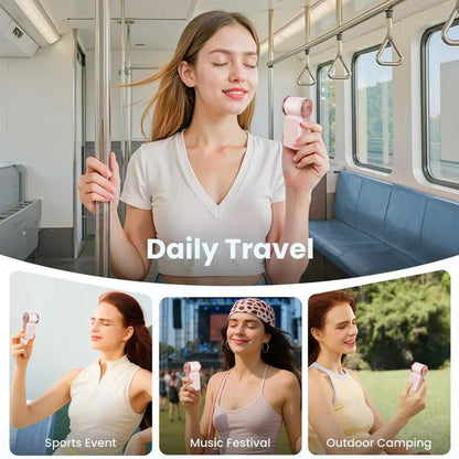 Mini Handheld Fan with LED Display –👍5-Speed Turbo Pocket size Fan.✨USB Rechargeable, High-Speed Cooling for Travel & Makeup. Perfect  Gift.  Portable Refrigeration