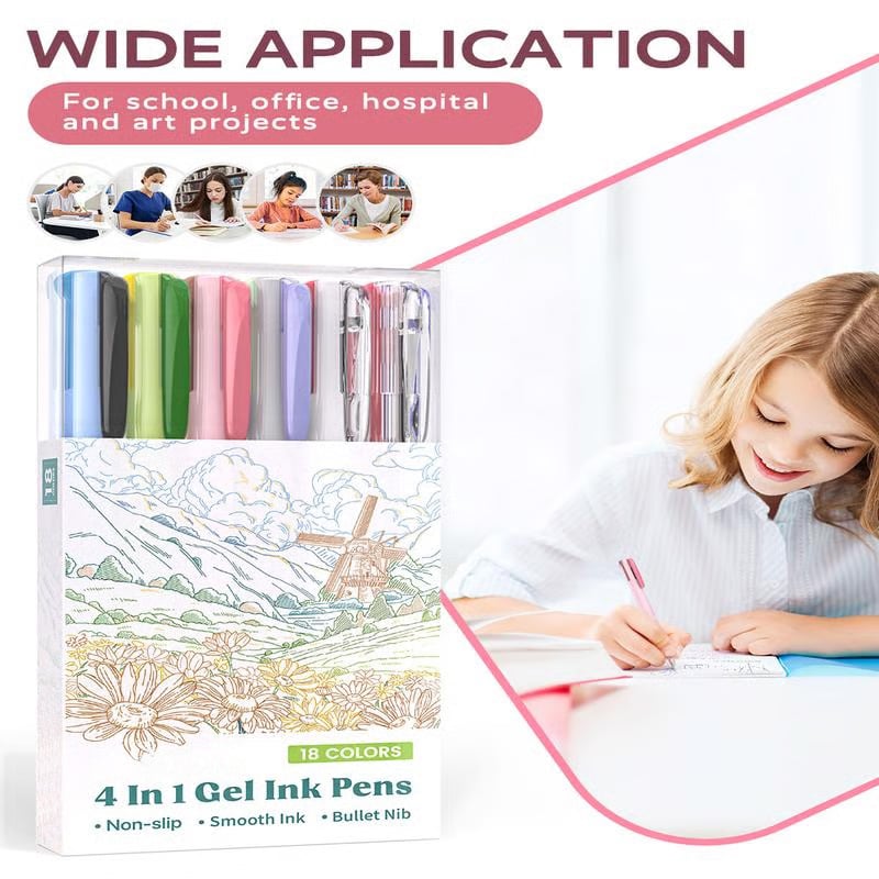 🔥Best Gift idea 50%OFF🎁-🌈4 In 1 Gel Ink Pens
