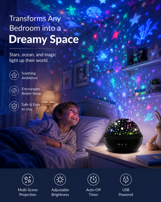 2-in-1 Rotating Star Projector Night Lights