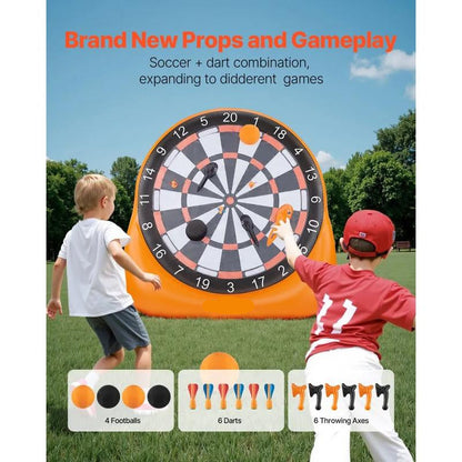 Inflatable soccer dartboard, giant soccer dartboard, comes with 2 soccer balls and air pump, can be set up in 3 minutes, ideal for large garden games.