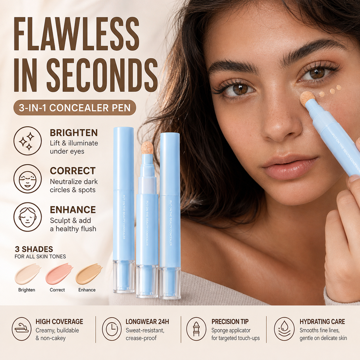 💖 LIMITED‑TIME 50% OFF! ✨ 41,258 Sold – Multipurpose Concealer & Foundation – Flawless Coverage, 24H Long-Lasting & Hydrating 💄