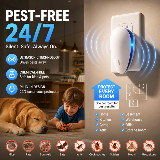 🦟 Ultrasonic Pest Repeller – Silent Plug-In Insect & Rodent Deterrent for Home, Kitchen & Garage