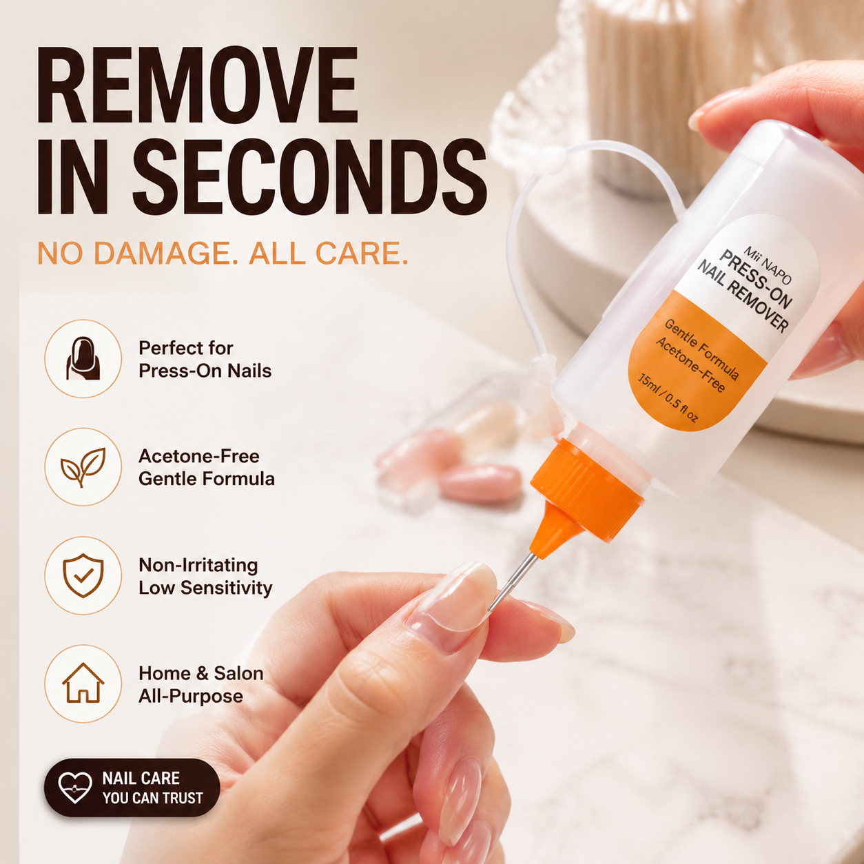💅Gentle Acetone‑Free Press‑On Nail Glue Remover✨ | Low‑Irritant Multi‑Purpose Liquid for Home & Salon