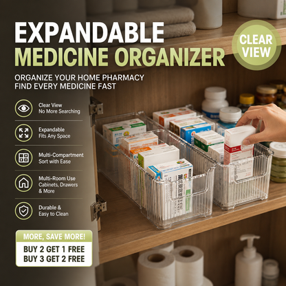 🔥 Transparent Telescopic Medicine Organizer — Extendable, Perfect for a Tidy Medicine Cabinet 💊🗄️