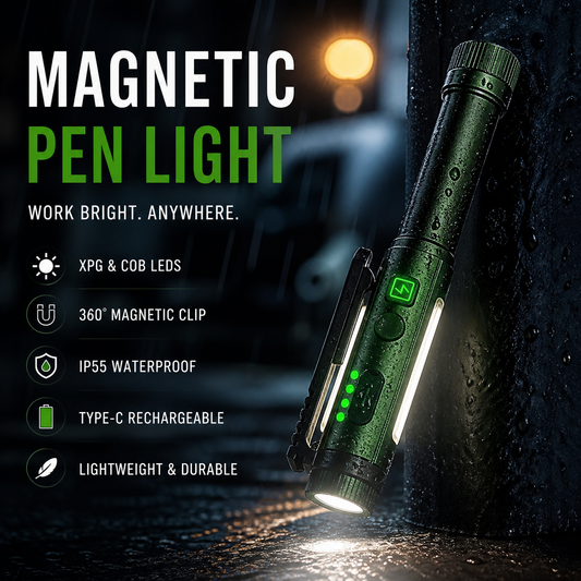 🔦🔥Must-Have Tool! Multifunctional Pen-Shaped Strong Magnetic Work Light, Portable Rotatable LED Work Torch, Magnetic Base Hands-Free Lighting for Repair & Outdoor💡