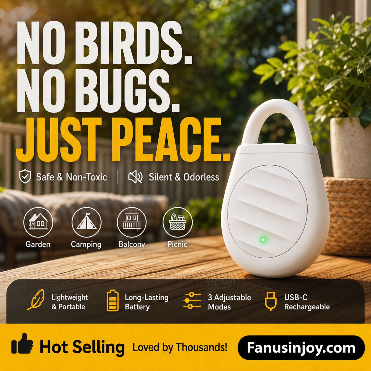 🔥Limited time offer Buy 3 get 2 free！🐦No more trouble from birds, beasts and locusts！Portable Ultrasonic Bird Repellent Keychain