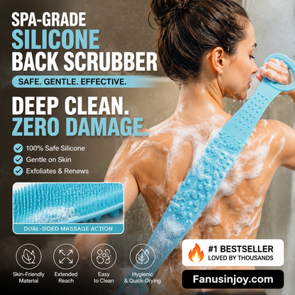🛁 50% OFF NOW! 🌸 Dual-Sided Silicone Back Scrubber – Spa-Grade Exfoliation, Smooth Glowing Skin in Every Shower ✨