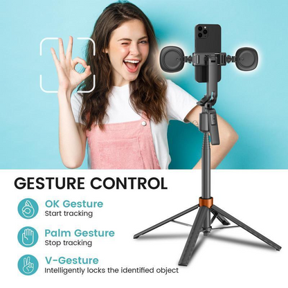⏳Time-Limited Special⏰180cm Smart Face-Tracking PTZ Selfie Stick – 360° Auto Follow Phone Tripod with Fill Light, 4-Axis Anti-Shake for Live Streaming & Video Shooting
