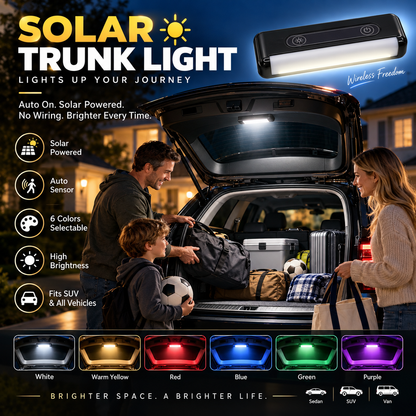🔆 Solar LED Trunk Light for Cars – Automatic Sensor, Wireless, 6 Colors, for SUVs and Vehicles