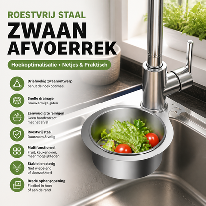 📢📢 50% OFF!! ⏰🔥 Swan-Shaped Stainless Steel Sink Strainer Basket