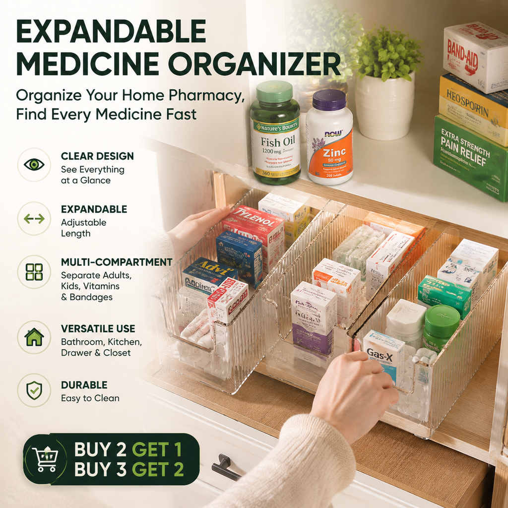 🔥 Transparent Telescopic Medicine Organizer — Extendable, Perfect for a Tidy Medicine Cabinet 💊🗄️