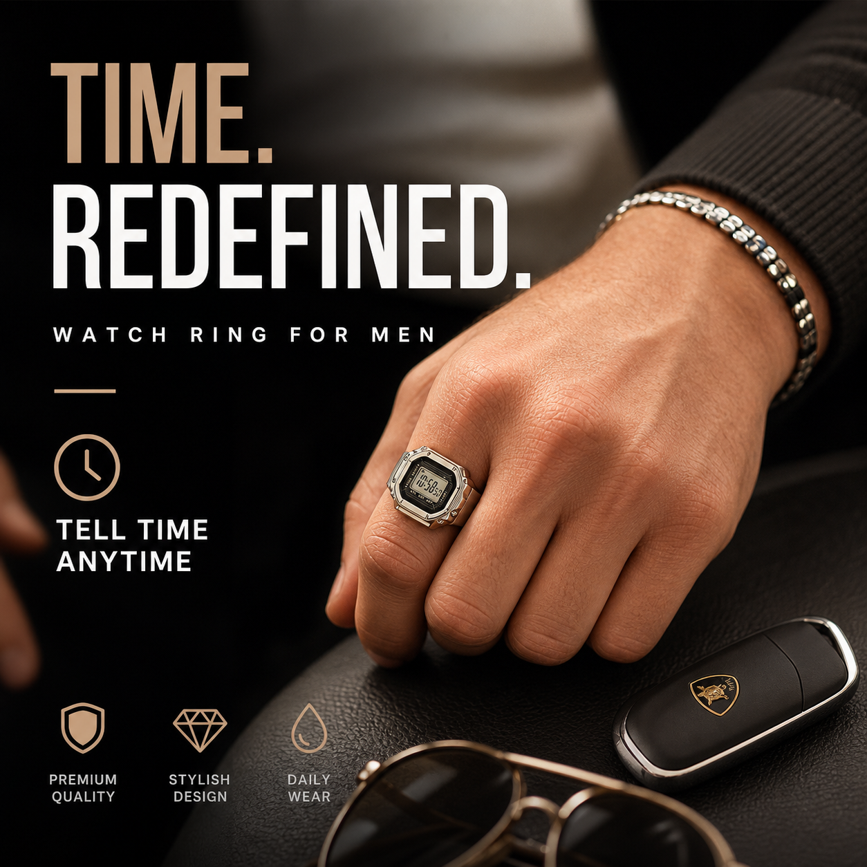Alloy Finger Watch Ring