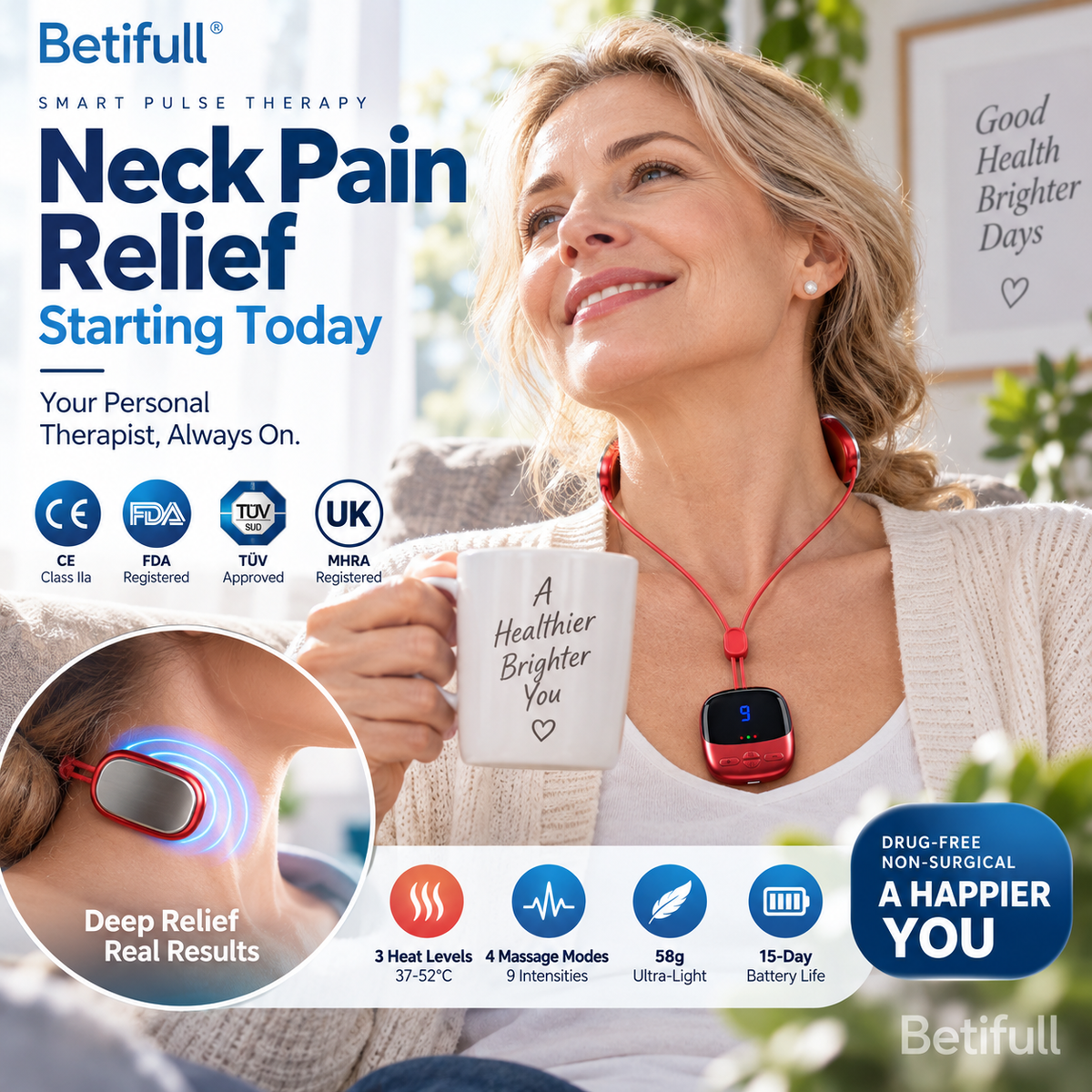 Portable Pendant Neck Massager with Heat