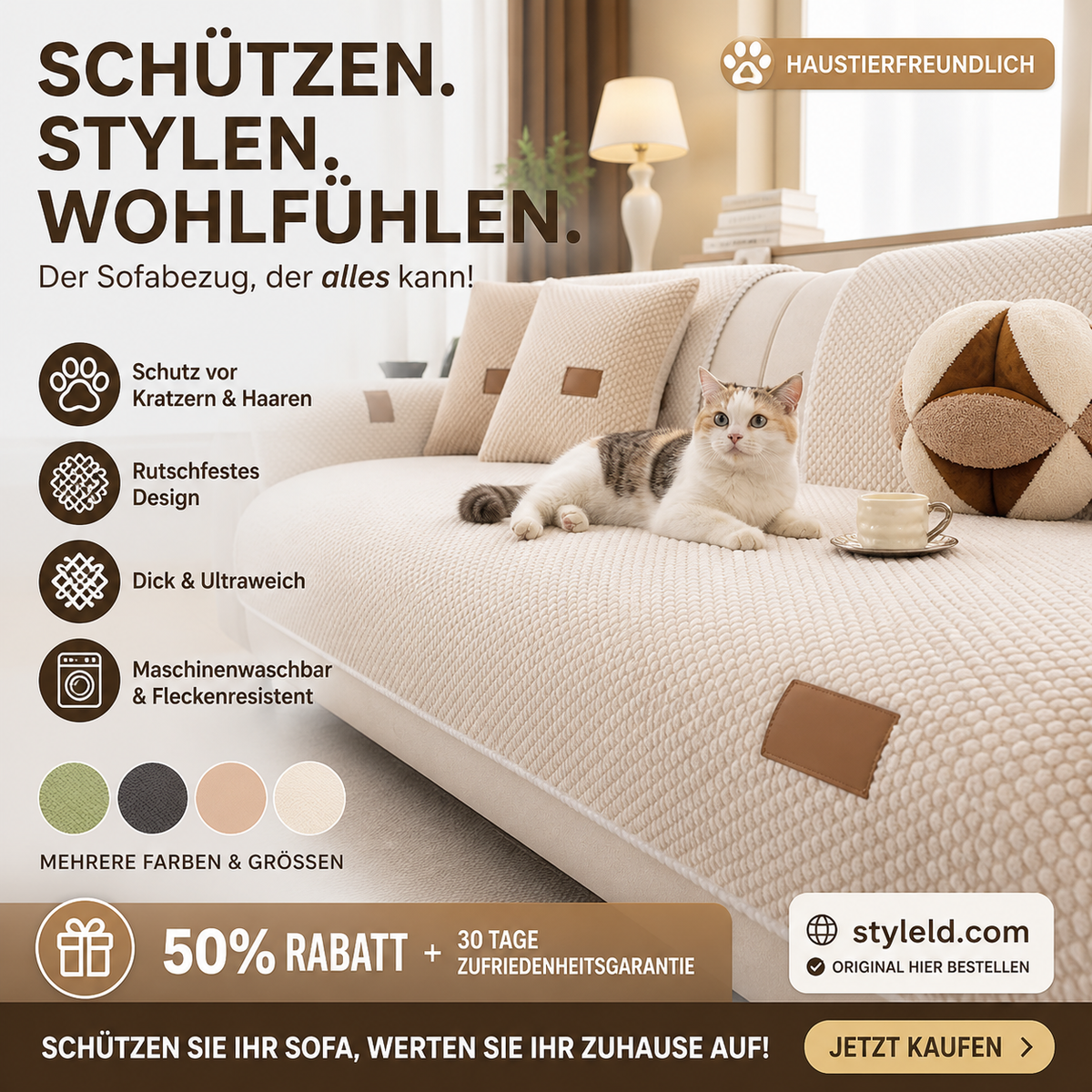 🛋️ 50% OFF! 🧼 Thick Non-Slip Washable Sofa Cover – Durable, Easy to Care For & Perfect for Homes with Pets and Kids 🐾