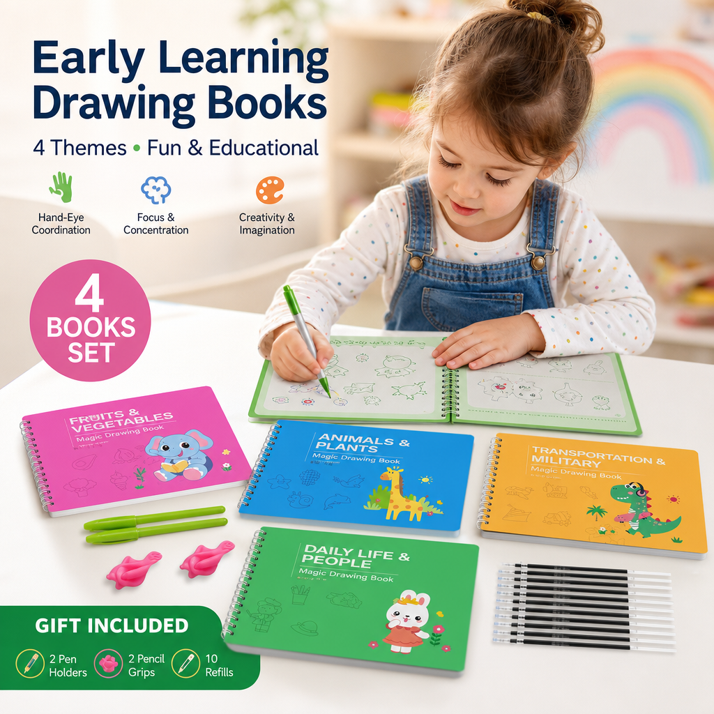 🥳2026 HOT SALE🥳💞50K+ SOLD!🏆8-Theme Cartoon Tracing Groove Drawing Book