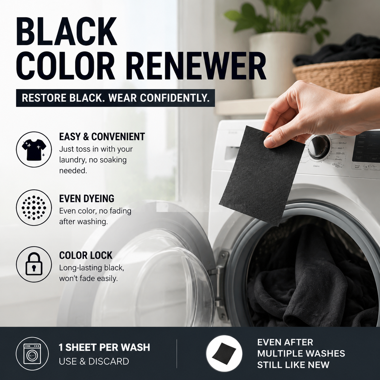 Clothing blackening film brightens and fixes color without fading