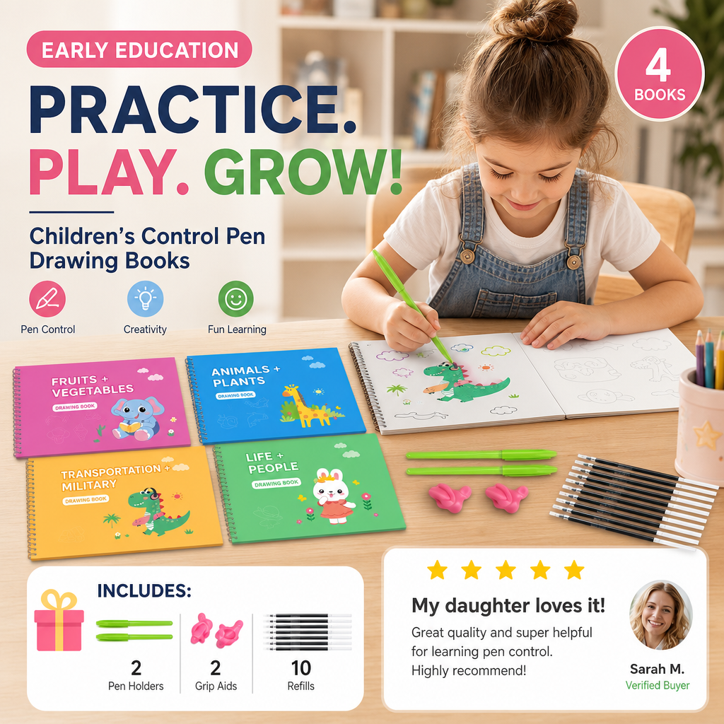 🥳2026 HOT SALE🥳💞50K+ SOLD!🏆8-Theme Cartoon Tracing Groove Drawing Book