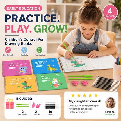 🥳2026 HOT SALE🥳💞50K+ SOLD!🏆8-Theme Cartoon Tracing Groove Drawing Book