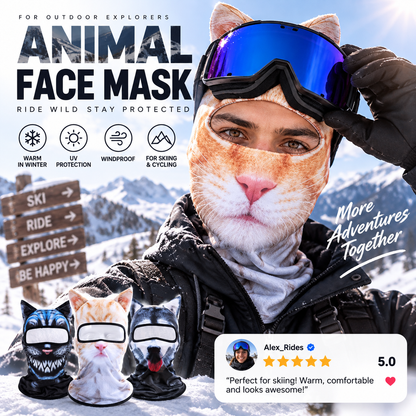 🐺3D Animal Print Face‑Kini | UV Sun Protection Full‑Face Balaclava for Outdoor & Cosplay