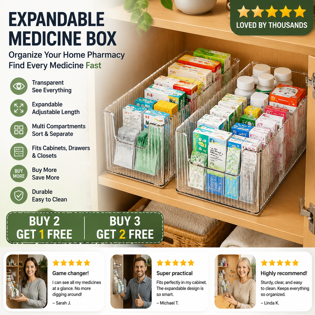 🔥 Transparent Telescopic Medicine Organizer — Extendable, Perfect for a Tidy Medicine Cabinet 💊🗄️