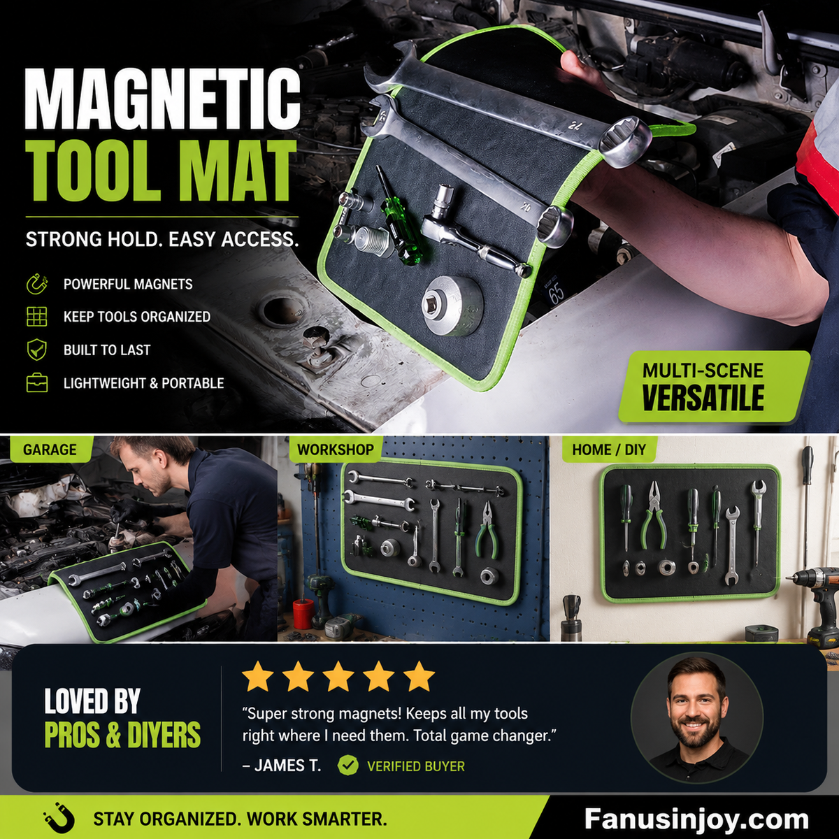 🔥50% OFF!🛠️ Boost your work efficiency, never struggle to find tools again-Powerful Magnetic Tool Holder Mat