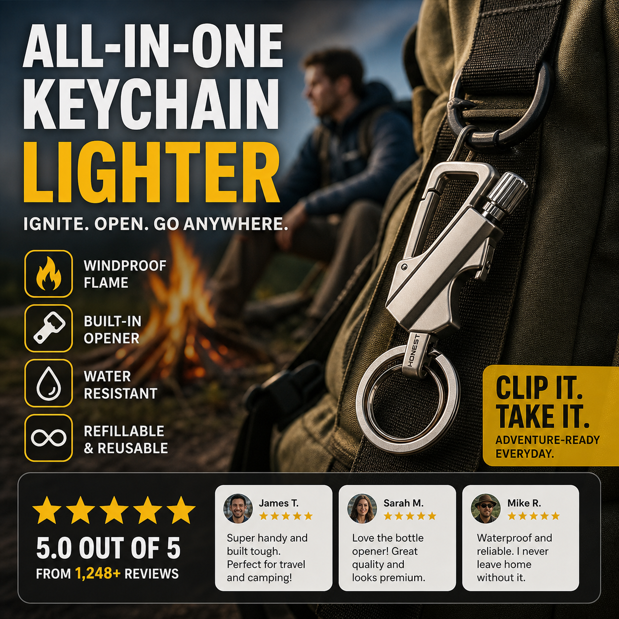 🔥 50% OFF NOW!⛈️ Portable Stormproof Lighter – Waterproof & Windproof Ignition – Mini Keychain Fire Starter – Survival Tool for Camping & Emergency 🏕️