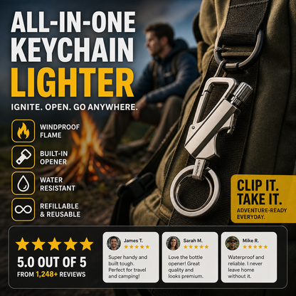 🔥 50% OFF NOW!⛈️ Portable Stormproof Lighter – Waterproof & Windproof Ignition – Mini Keychain Fire Starter – Survival Tool for Camping & Emergency 🏕️