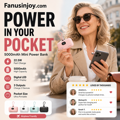 ⏰Limited Offer 50% OFF!🔥5000mAh Mini Power Bank– Ultra-Portable & Universally Compatible🔋📱