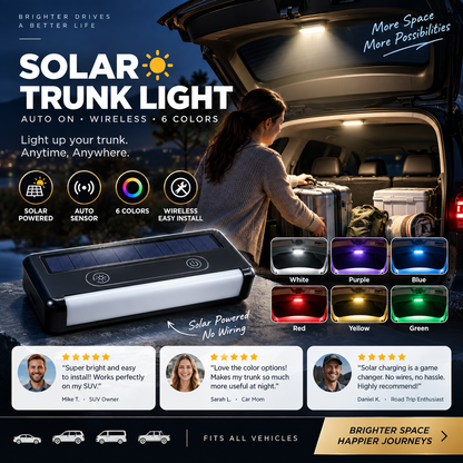 🔆 Solar LED Trunk Light for Cars – Automatic Sensor, Wireless, 6 Colors, for SUVs and Vehicles