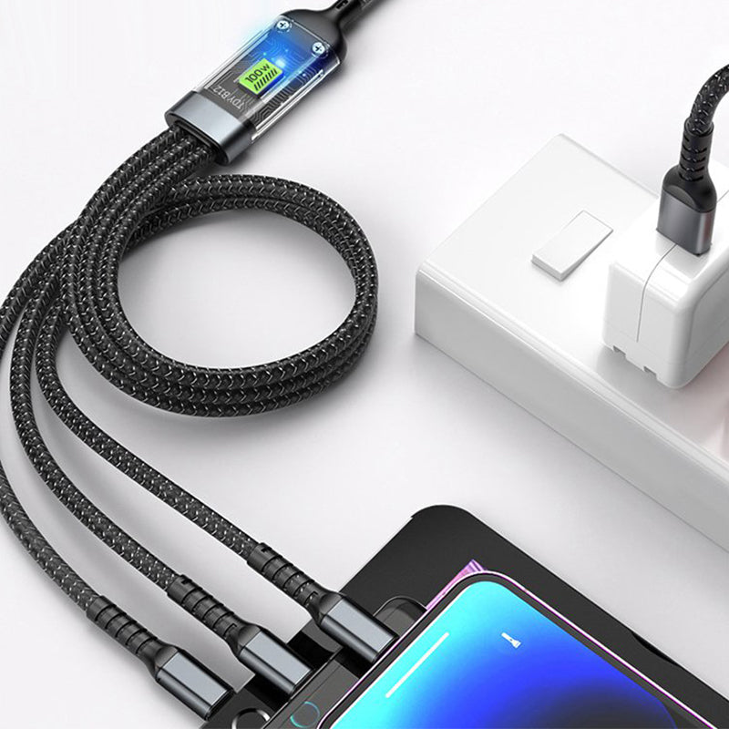 🔥Transparent Luminous 3-in-1 Super Fast Charging Cable